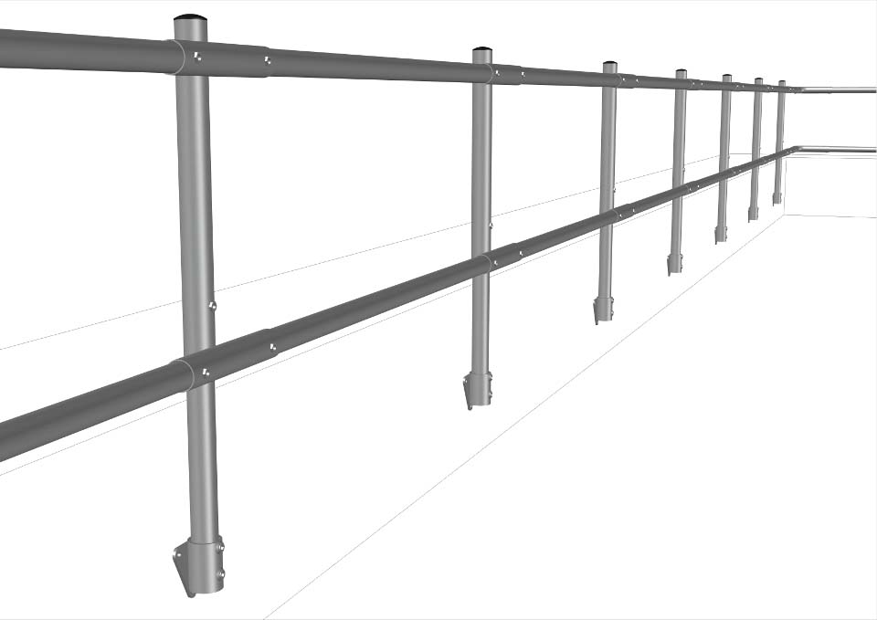 Side Palm Fixed Parapet Guardrail System 1